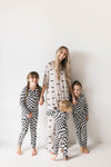 Bamboo Two Piece Pajamas | Black & White Wavy Checkerboard