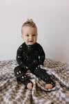 Bamboo Zip Pajamas | Charcoal & White ff Smile