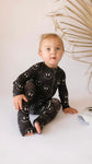 Bamboo Zip Pajamas | Charcoal & White ff Smile