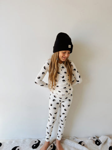 Bamboo Two Piece Pajamas | Black & White Yin Yang