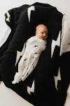 Bamboo Swaddle | White & Black Lightning Bolt