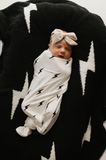 Bamboo Swaddle | White & Black Lightning Bolt